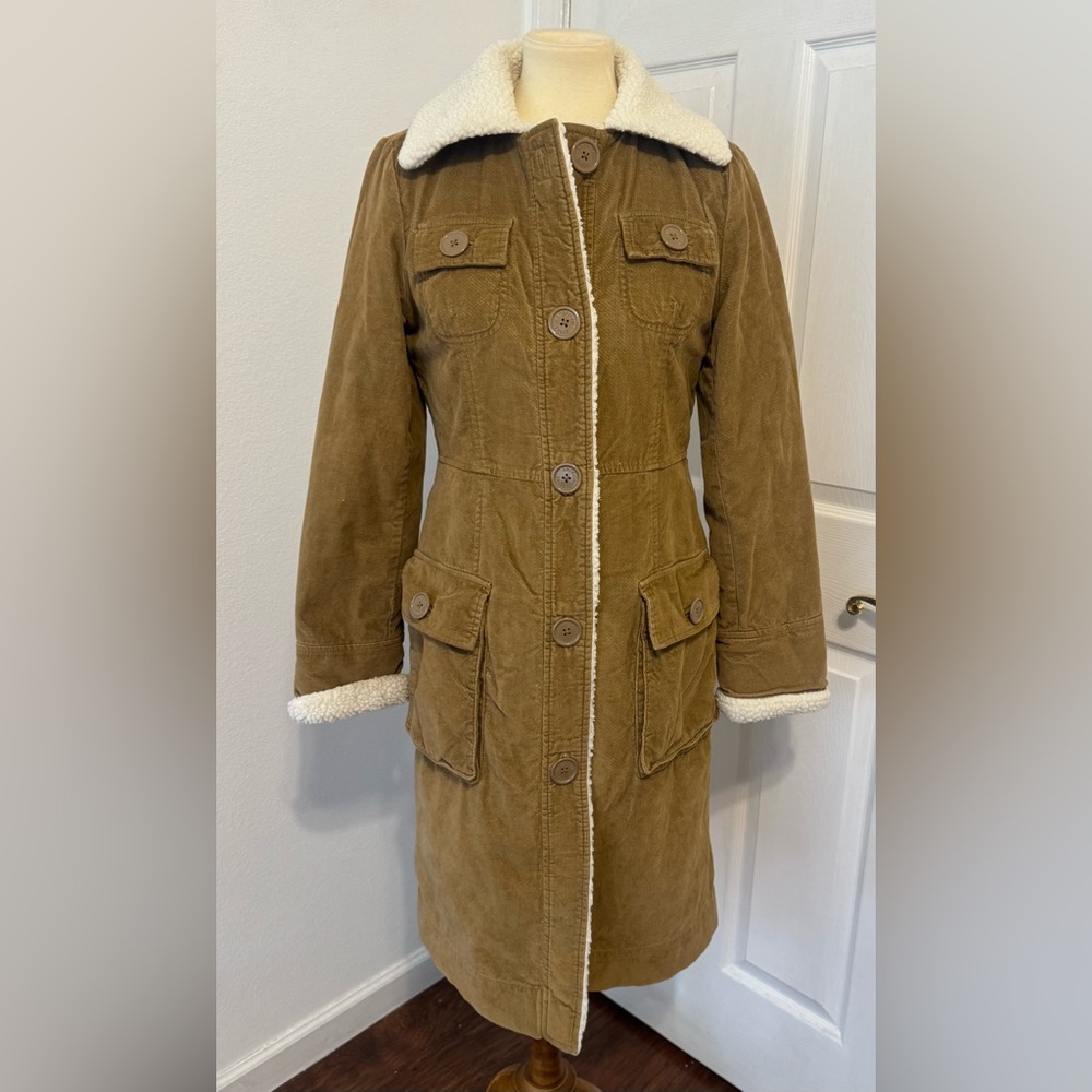 American Eagle Outfitters Brown Trench Coat with Cream Accents